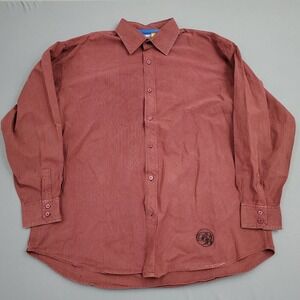 BAD BOY Red Pinstripe Button Down Long Sleeve Shirt Men's 3XL